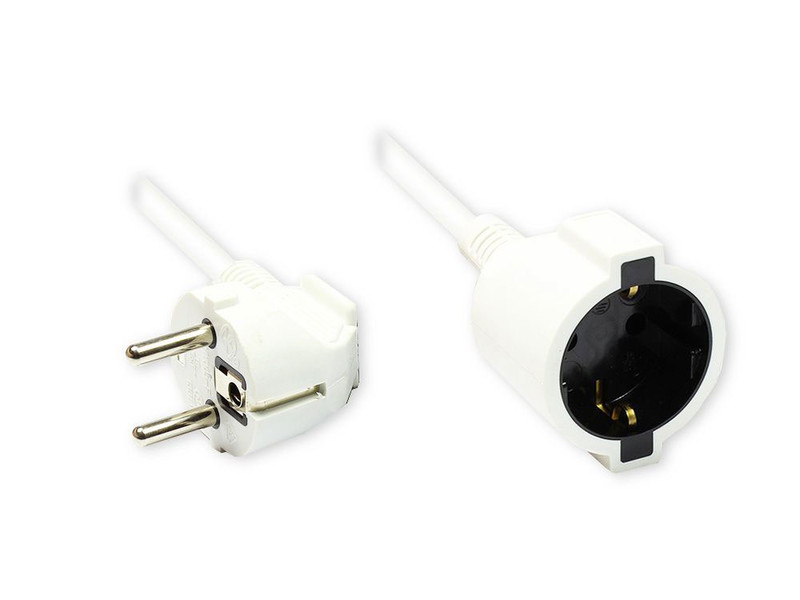 Alcasa 1503-6 6m Netzstecker Typ F CEE7/4 Schuko Weiß Stromkabel