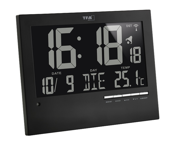TFA 60.4508 Digital wall clock Rectangle Black wall clock