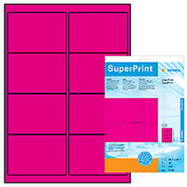 HERMA Labels luminous pink 99,1x67,7 SuperPrint 200 pcs. 200Stück(e) selbstklebendes Etikett