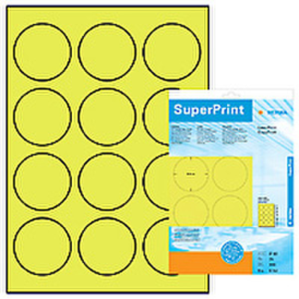 HERMA Labels luminous yellow ø 60 SuperPrint 300 pcs. 300Stück(e) selbstklebendes Etikett