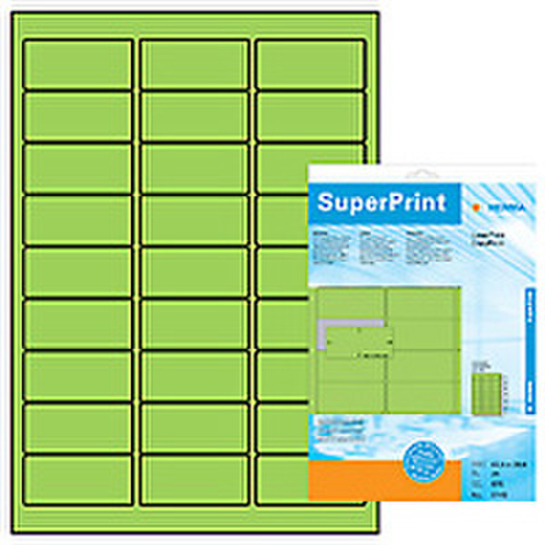 HERMA Labels luminous green 63,5x29,6 SuperPrint 675 pcs. Rounded rectangle Permanent Зеленый 675шт самоклеящийся ярлык