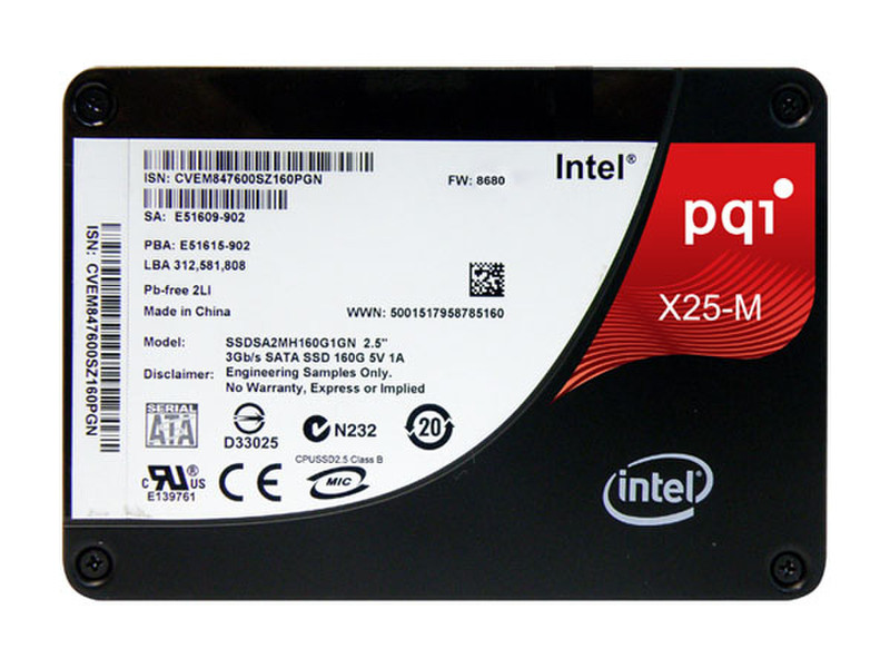 PQI X25-M 80GB SSD Serial ATA II solid state drive