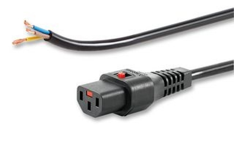 IEC LOCK PC1025 2m C13 coupler Black power cable