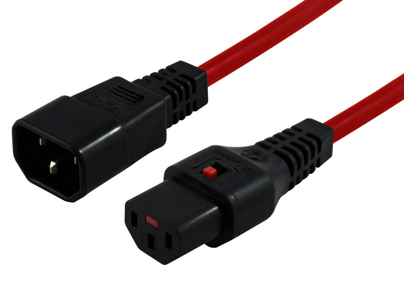 IEC LOCK PC1384 0.5m C13 coupler C14 coupler Red power cable