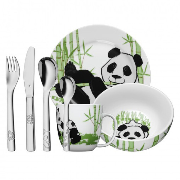 WMF Child's set 7-pcs. Bear Toddler cutlery set Black,Green,Silver,White