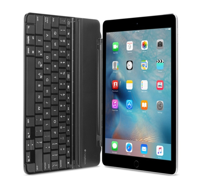 Logitech Ultrathin Magnetic Clip-On Bluetooth QWERTZ Немецкий Черный клавиатура для мобильного устройства