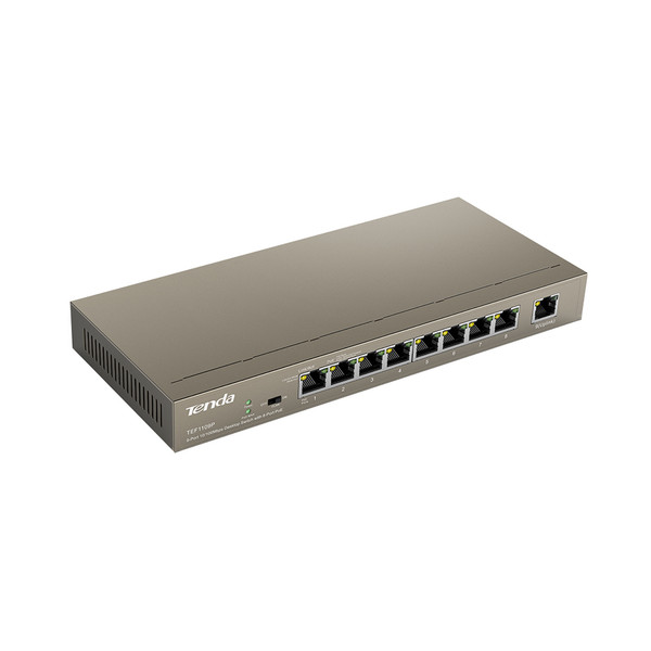 Tenda TEF1109P Managed Fast Ethernet (10/100) Power over Ethernet (PoE) Grey network switch