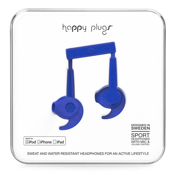 Happy Plugs Sport Binaural im Ohr Blau