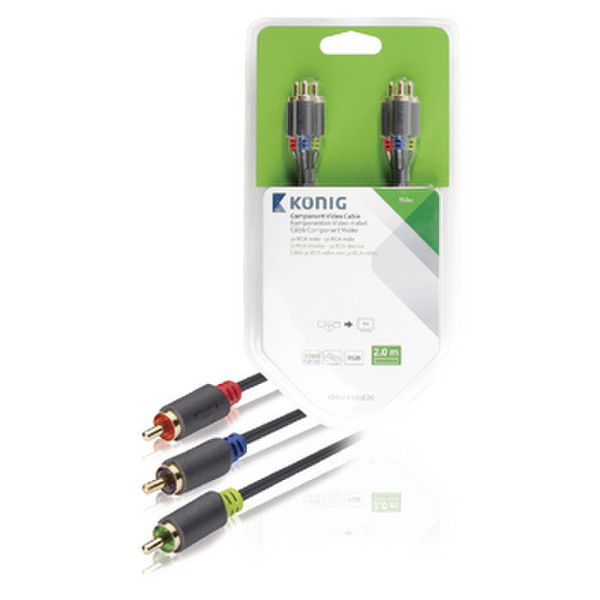 König KNV24350E20 5м 3 x RCA 3 x RCA Антрацитовый компонентный (YPbPr) видео кабель