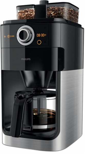 Philips Grind & Brew HD7766/00 Отдельностоящий Капельная кофеварка 1.2л 12чашек Черный, Нержавеющая сталь кофеварка
