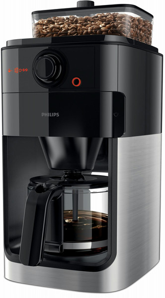 Philips Grind & Brew HD7765/00 Отдельностоящий Полуавтомат Капельная кофеварка 1.2л 12чашек Черный, Нержавеющая сталь кофеварка