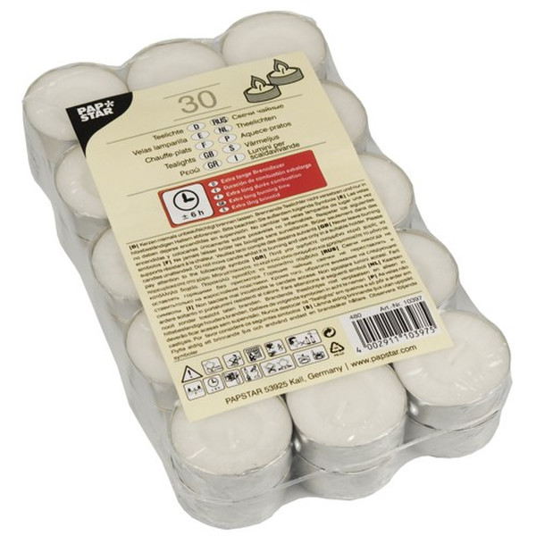 Papstar 10397 Round White 30pc(s) wax candle