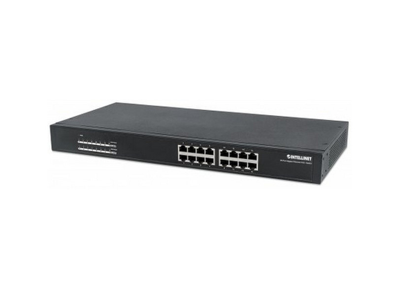 Intellinet 560993 Неуправляемый L2 Gigabit Ethernet (10/100/1000) Power over Ethernet (PoE) 1U Черный сетевой коммутатор