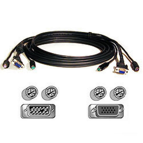 Belkin OmniView Cable Kit PS2 Moulded 3m 3м Черный кабель PS/2