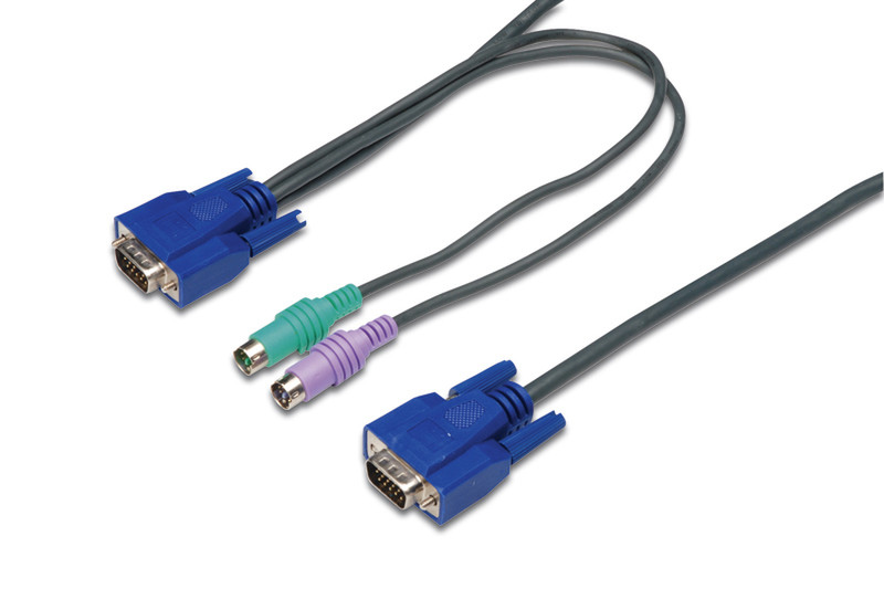 Digitus KVM cable, 3m 3m Grau Tastatur/Video/Maus (KVM)-Kabel