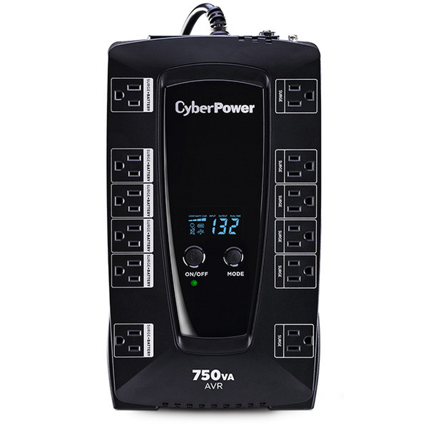CyberPower AVRG750LCD Line-Interactive 750VA 12AC outlet(s) Compact Black uninterruptible power supply (UPS)