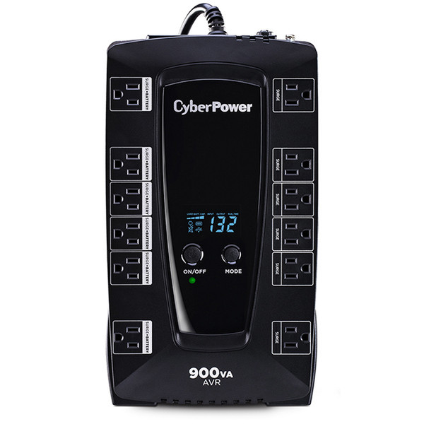 CyberPower AVRG900LCD Zeile-interaktiv 900VA 12AC outlet(s) Kompakt Schwarz Unterbrechungsfreie Stromversorgung (UPS)