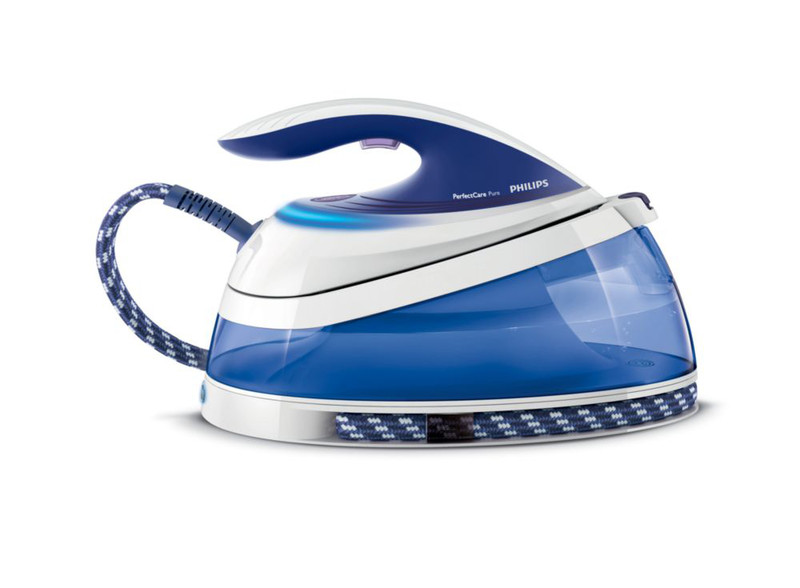 Philips PerfectCare Pure GC7643/20 1.5L T-ionicGlide soleplate Blue,White steam ironing station