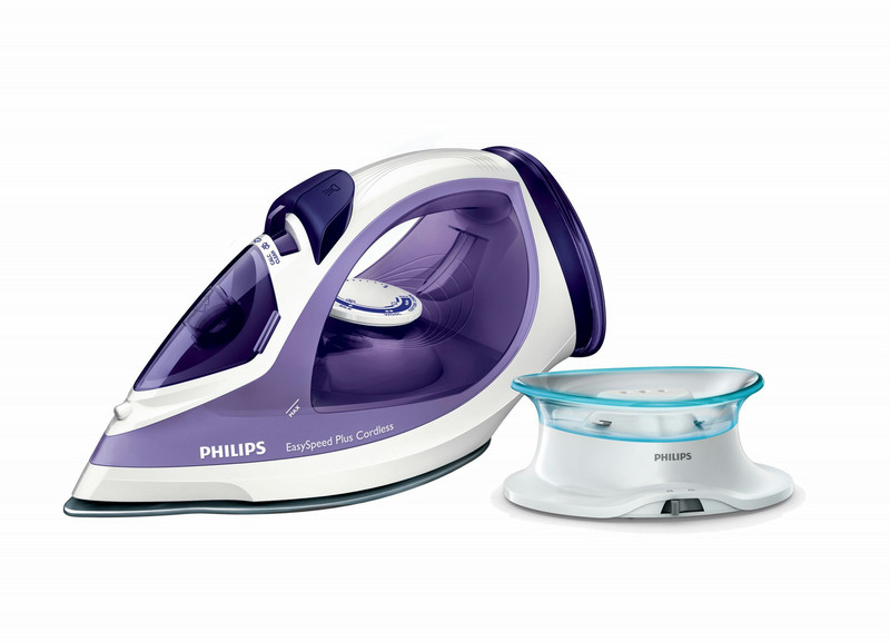 Philips Easyspeed plus cordless GC2086/38 Утюг для сухой глажки и отпаривания Подошва с покрытием SteamGlide 2400Вт Пурпурный, Белый утюг