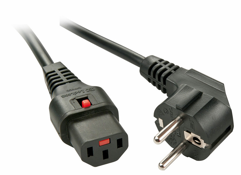 Lindy 30134 2m C13 coupler CEE7/14 Schuko Black power cable