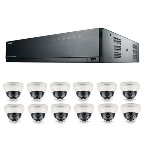 Samsung 16CH NVR AND 12 NETWORK CAMERAS KIT,SRN-1673S-3TB X 1, SND-L6013R X 12, 60FT CAT Wired 16channels video surveillance kit