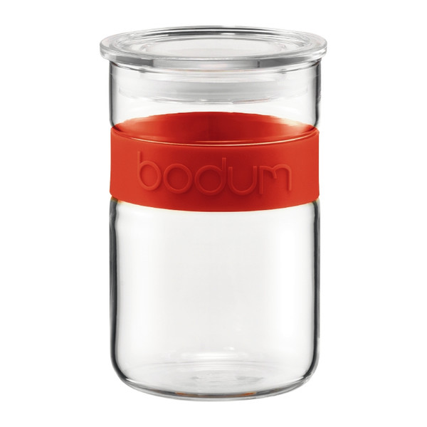 Bodum Presso Round Glass,Silicone Red,Transparent jar