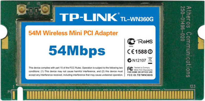TP-LINK 54Mbps Wireless Mini PCI Adapter 54Mbit/s networking card