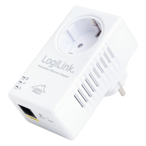 LogiLink PL0014 200Mbit/s Ethernet LAN Wi-Fi White 1pc(s) PowerLine network adapter