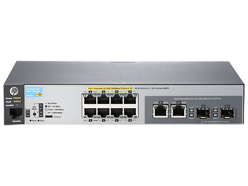 Hewlett Packard Enterprise Aruba 2530 8G PoE+ Управляемый L2 Gigabit Ethernet (10/100/1000) Power over Ethernet (PoE) 1U Серый