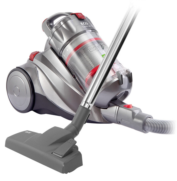 ECG VP 4121 BS eco Cylinder vacuum cleaner 1200W Grey,Red,Stainless steel