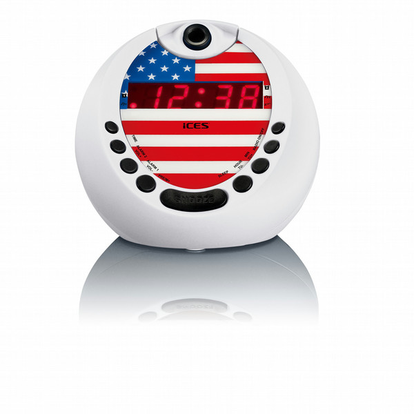 Ices ICRP-212USA Clock Black,Blue,Red,White