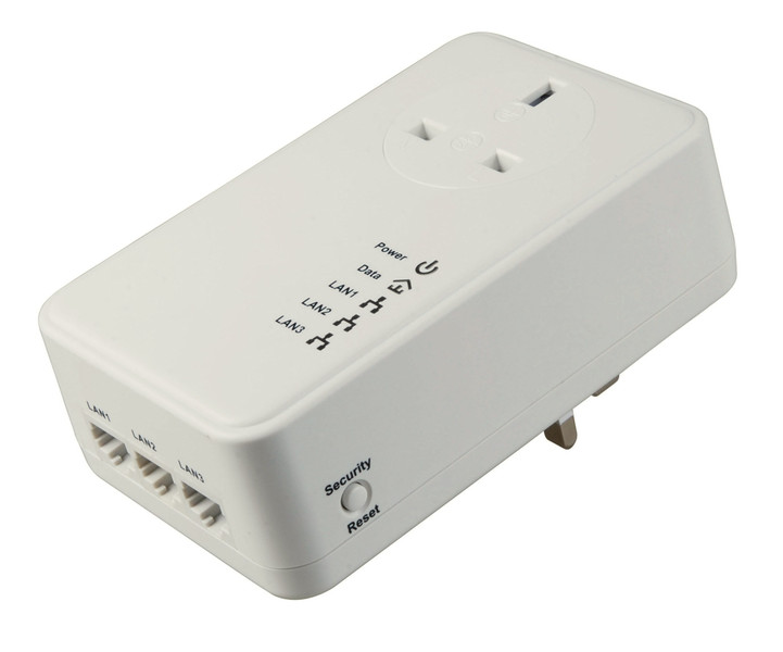 Cables Direct NLHP-5003PORT 500Mbit/s Eingebauter Ethernet-Anschluss Weiß 1Stück(e) PowerLine Netzwerkadapter