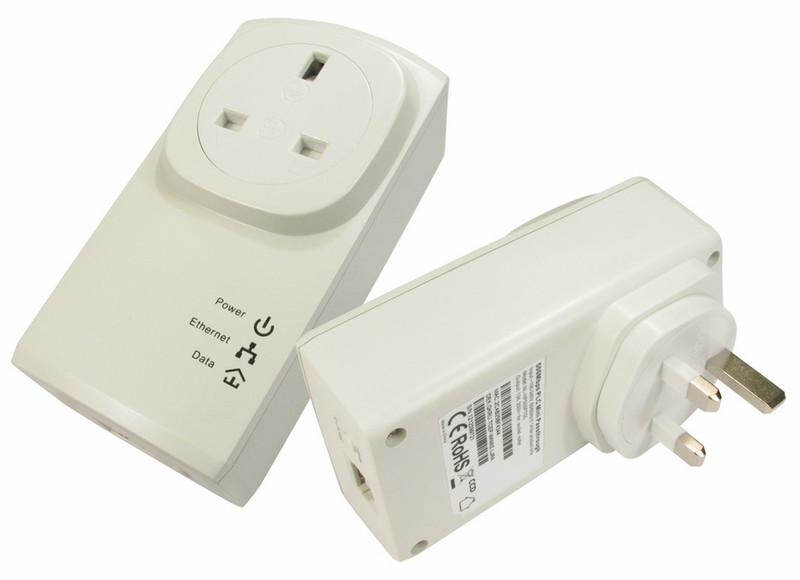 Cables Direct NLHP-555MPTDL 500Mbit/s Eingebauter Ethernet-Anschluss Weiß 2Stück(e) PowerLine Netzwerkadapter
