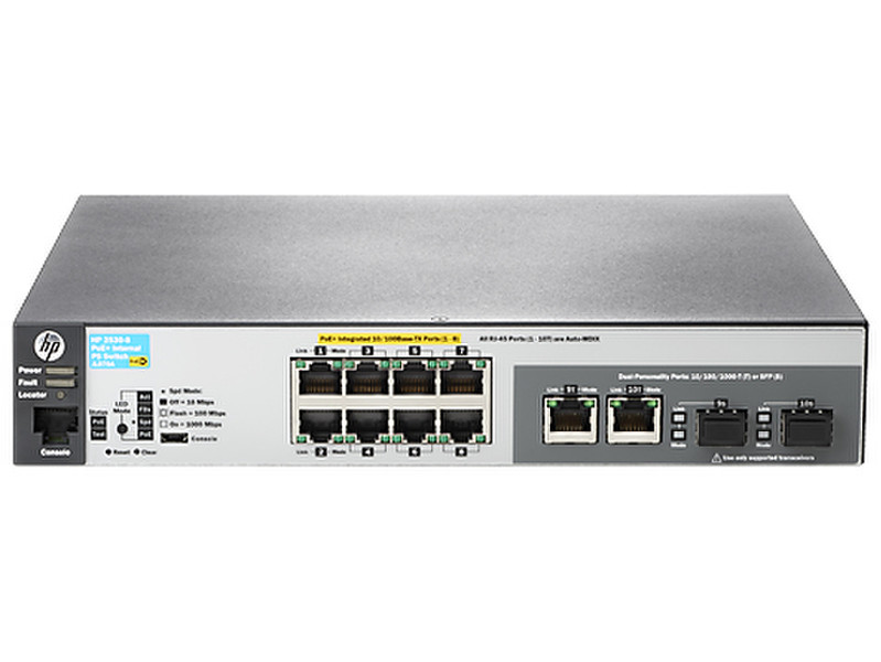 Hewlett Packard Enterprise Aruba 2530 8 PoE+ Internal PS Управляемый L2 Fast Ethernet (10/100) Power over Ethernet (PoE) 1U Серый