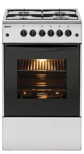 Beko CS41014SS Freistehend Gas hob B Silber Küchenherd