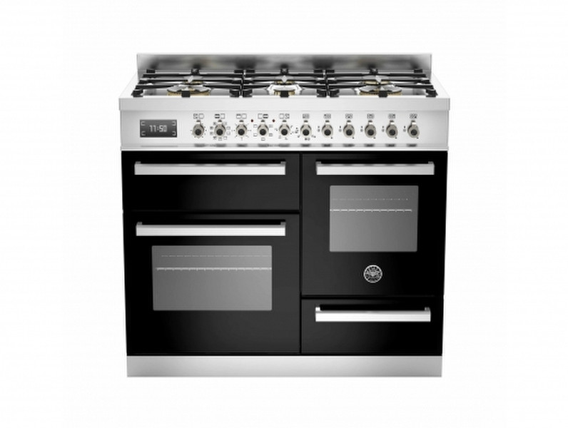 Bertazzoni PRO100 6 MFE T NE T Freistehend Gas hob A Schwarz, Edelstahl Küchenherd