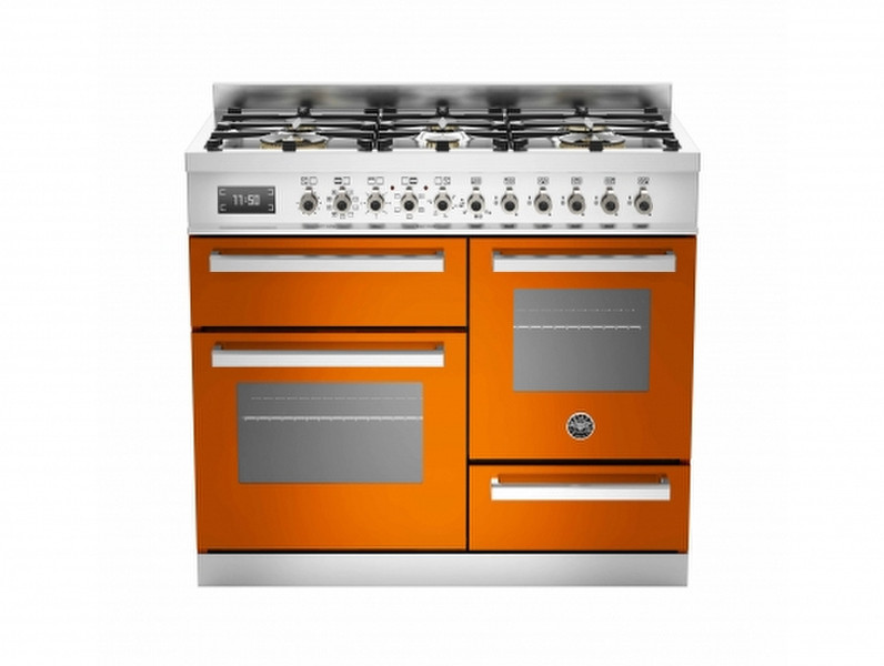 Bertazzoni PRO100 6 MFE T AR T Отдельностоящий Gas hob A Оранжевый, Нержавеющая сталь кухонная плита