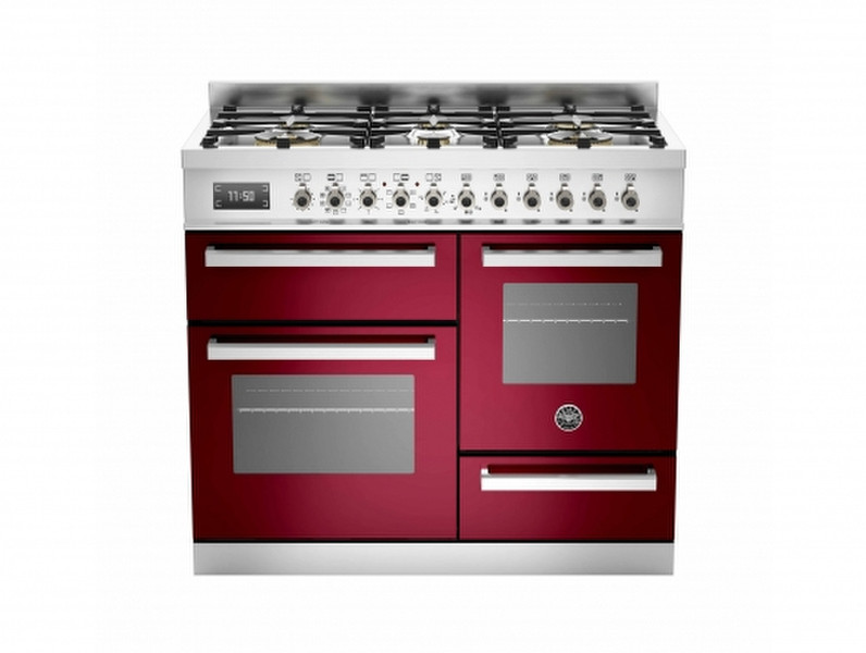 Bertazzoni PRO100 6 MFE T VI T Freestanding Gas hob A Burgundy,Stainless steel cooker