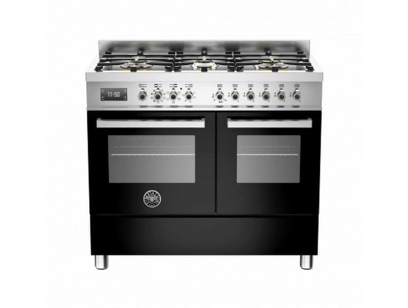 Bertazzoni PRO100 6 MFE D NE T Freistehend Gas hob A Schwarz, Edelstahl Küchenherd