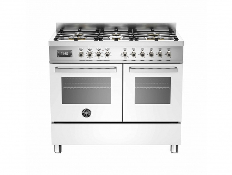 Bertazzoni PRO100 6 MFE D BI T Отдельностоящий Gas hob A Нержавеющая сталь, Белый кухонная плита