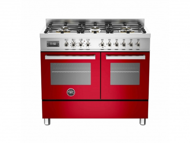 Bertazzoni PRO100 6 MFE D RO T Отдельностоящий Gas hob A Красный, Нержавеющая сталь кухонная плита