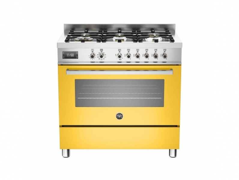 Bertazzoni PRO90 6 MFE S GI Отдельностоящий Gas hob A Нержавеющая сталь, Желтый кухонная плита