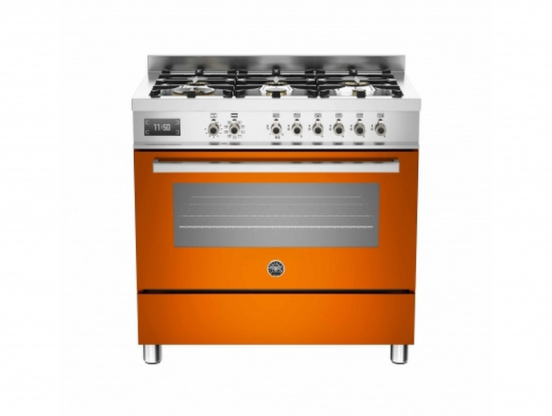 Bertazzoni PRO90 6 MFE S AR Отдельностоящий Gas hob A Оранжевый, Нержавеющая сталь кухонная плита