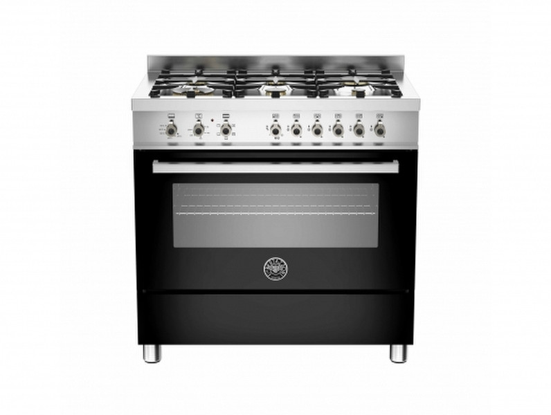 Bertazzoni PRO90 6 HYB S NE T Отдельностоящий Gas hob A Черный, Нержавеющая сталь кухонная плита