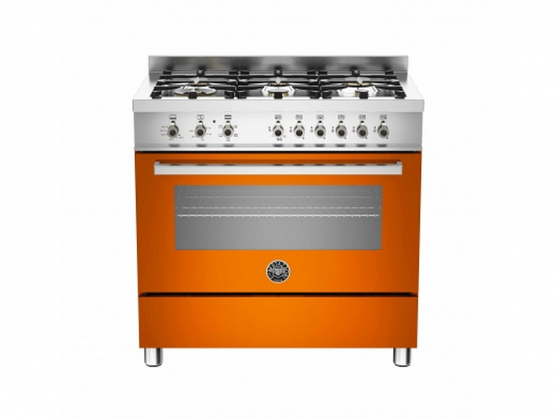 Bertazzoni PRO90 6 HYB S AR T Отдельностоящий Gas hob A Оранжевый, Нержавеющая сталь кухонная плита