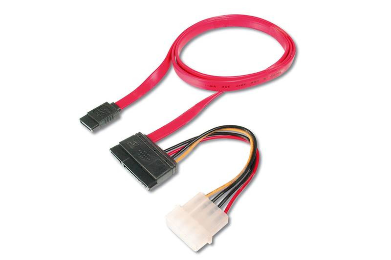 Digitus DK-400112-005-R 0.5м SATA 22-pin SATA 7-pin + 4-pin Molex Черный, Красный кабель SATA