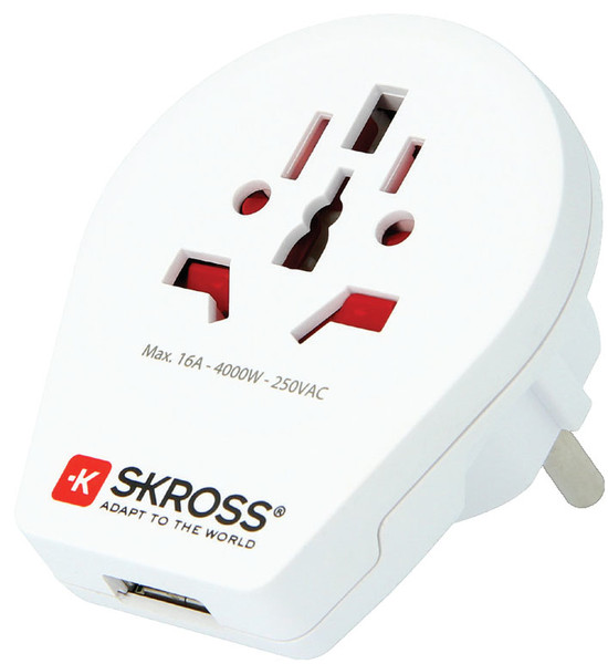 Skross 1.500260 Typ F (Schuko) Weiß Netzstecker-Adapter