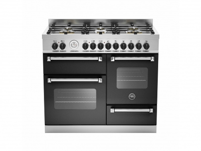 Bertazzoni MAS100 6 MFE T NE T Freistehend Gas hob A Schwarz, Edelstahl Küchenherd