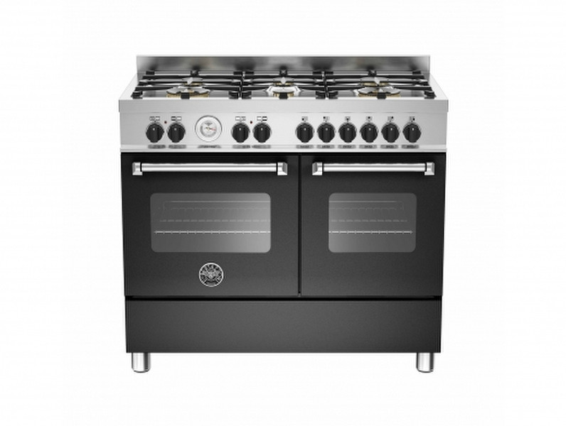 Bertazzoni MAS100 6 MFE D NE Freestanding Gas hob A Black,Stainless steel cooker