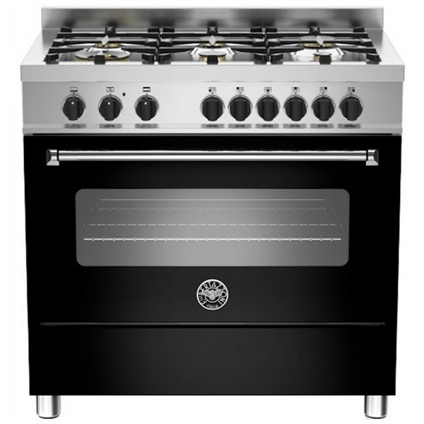 Bertazzoni MAS90 6 HYB S NE T Freistehend Gas hob A Schwarz, Edelstahl Küchenherd